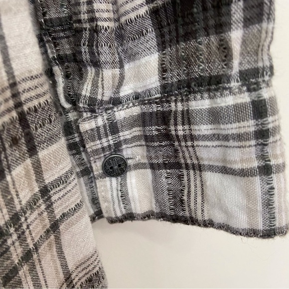 Free people dress tunic plaid black white fringe size small lightweight cotton - Picture 5 of 11